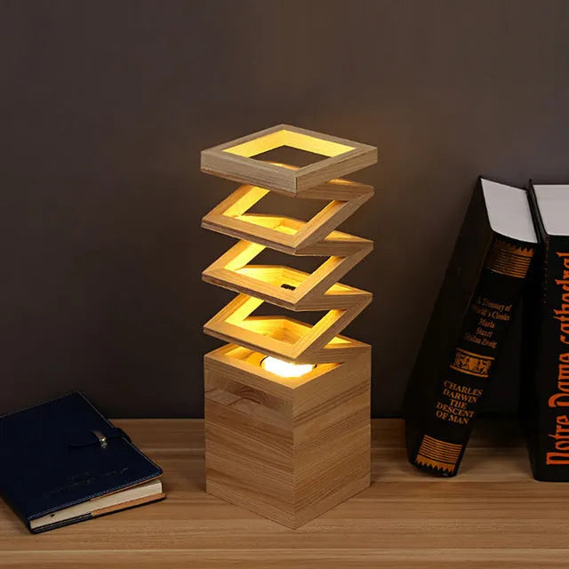Creative solid wood table lamp with 120X120 base in European style for 220V use