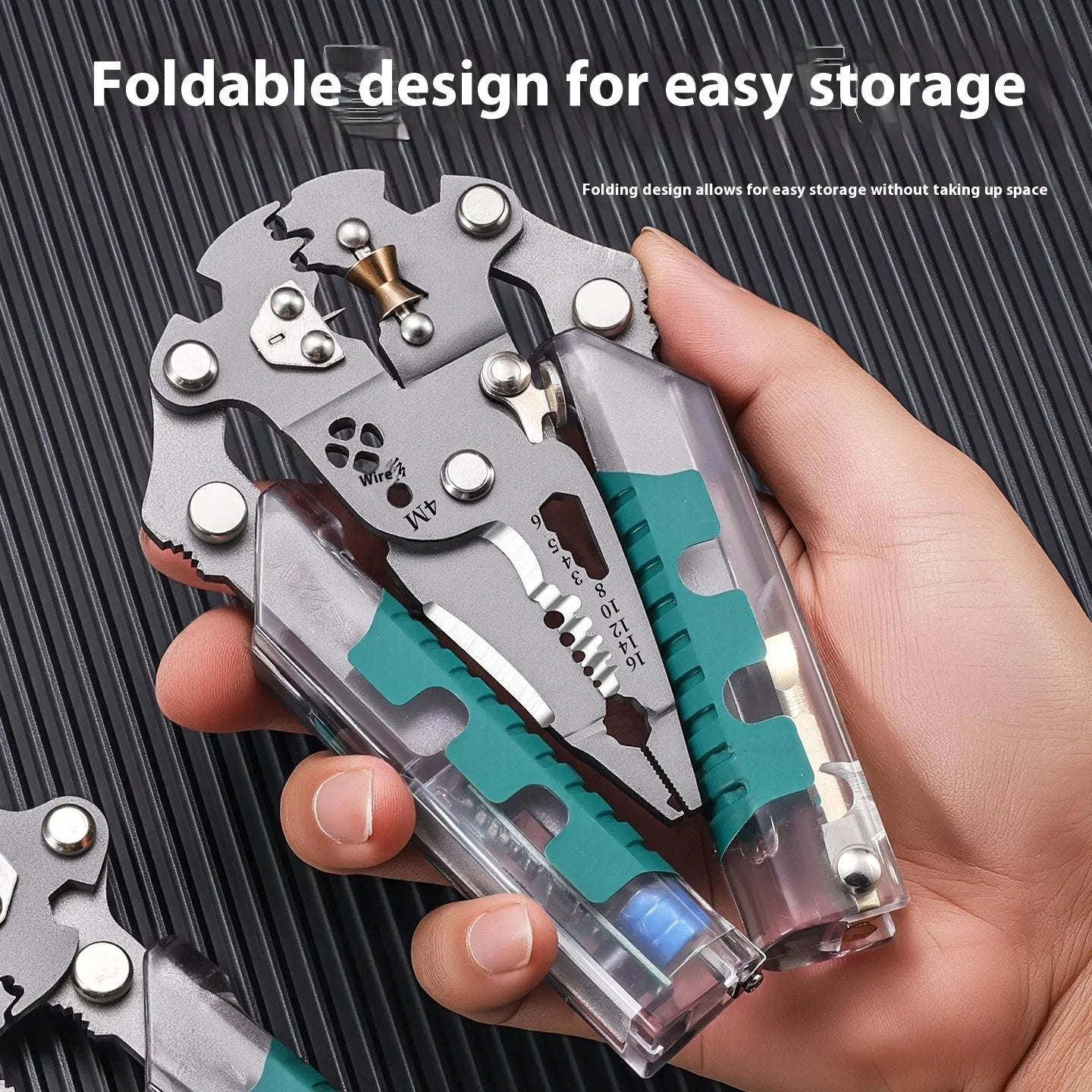 Electrician's pointed pliers and wire stripper with rust prevention in 215mm or 225mm sizes