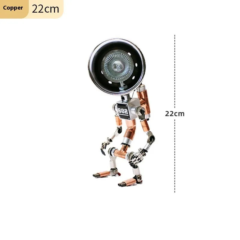 Silver copper robot atmosphere light with customisable graphics in 22cm or 29cm sizes