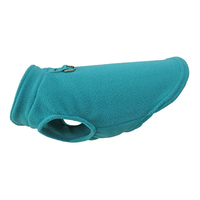 Polar fleece dog waistcoat winter coat in solid colours including red, black, blue, grey, green, purple, pink, brown