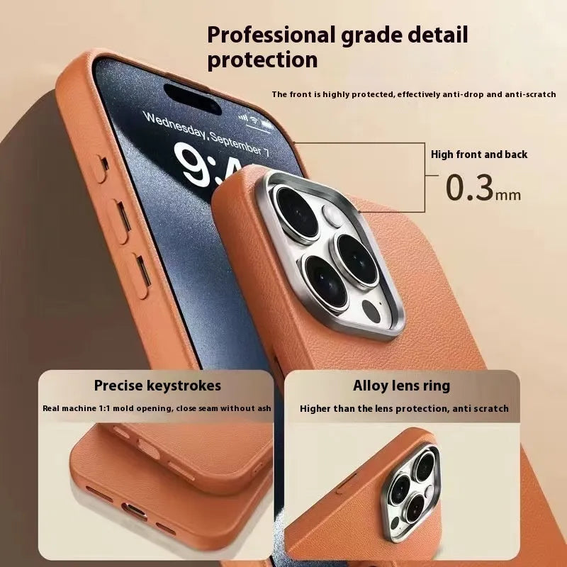 TPU phone case with leather pattern anti-fall design for Apple iPhone in black