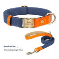 Small dog mohair collar and matching traction rope set in green, showing neck ring with lettering.