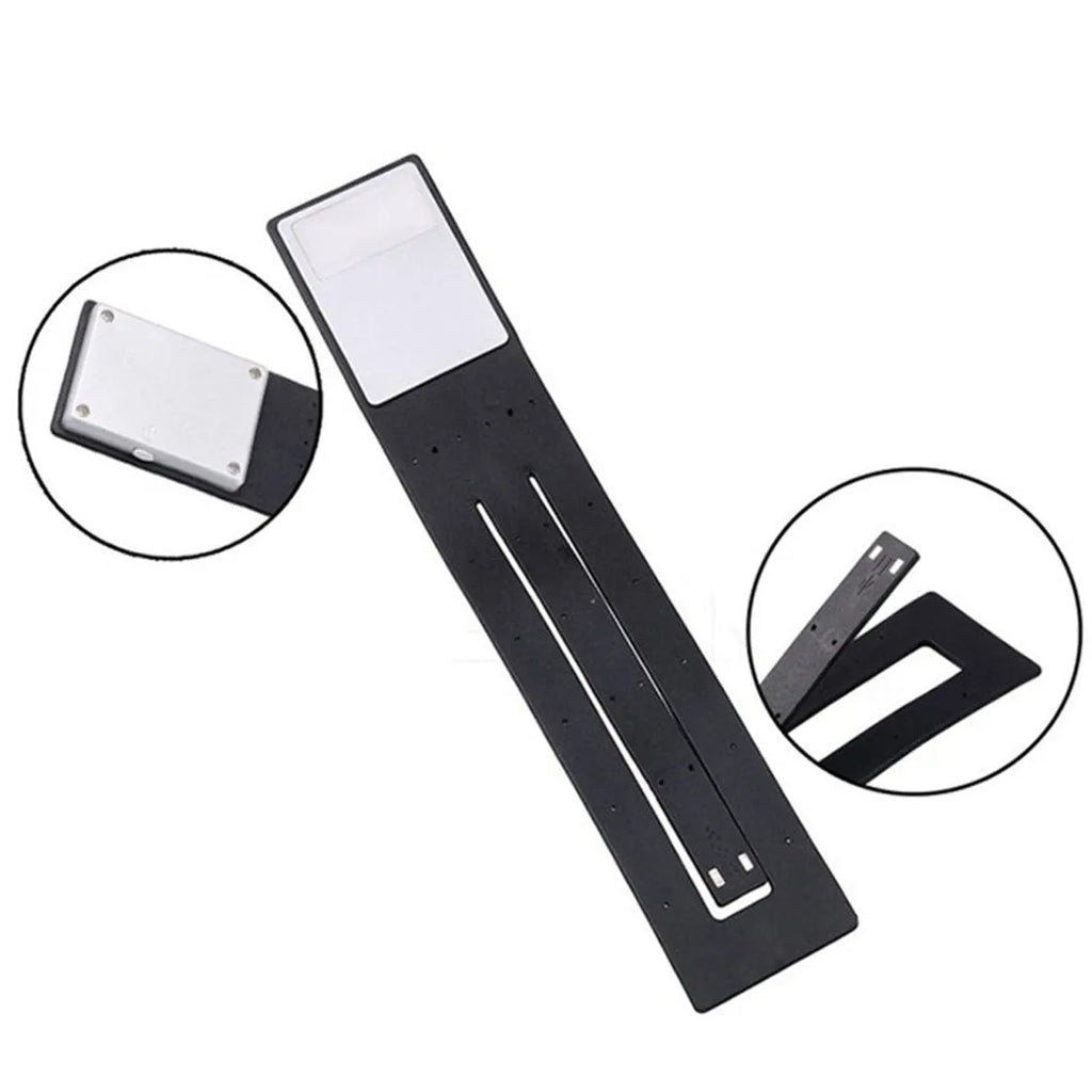 LEDGLE black USB rechargeable flexible clip LED book light with frosted panel and silicone arm on an e-reader