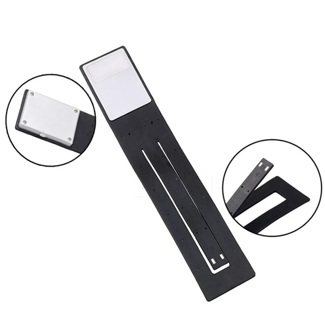 LEDGLE black USB rechargeable flexible clip LED book light with frosted panel and silicone arm on an e-reader