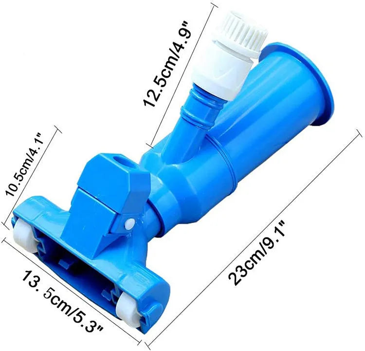 Swimming pool cleaning tool set with fine mesh suction head, long rod, and ABS construction, 556g
