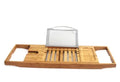 Bamboo bathtub frame with single shelf for bathroom storage organisation
