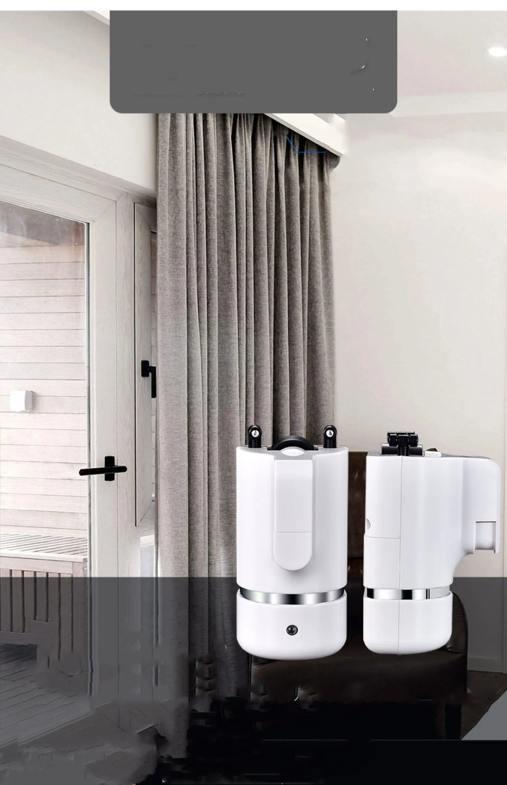 Curtain track motor and remote control with aluminium alloy track and silent pulley system