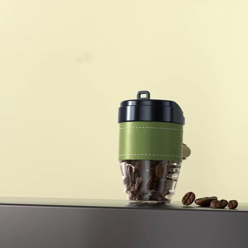Coffee cup shaped car air freshener in plastic construction with coffee beans scent