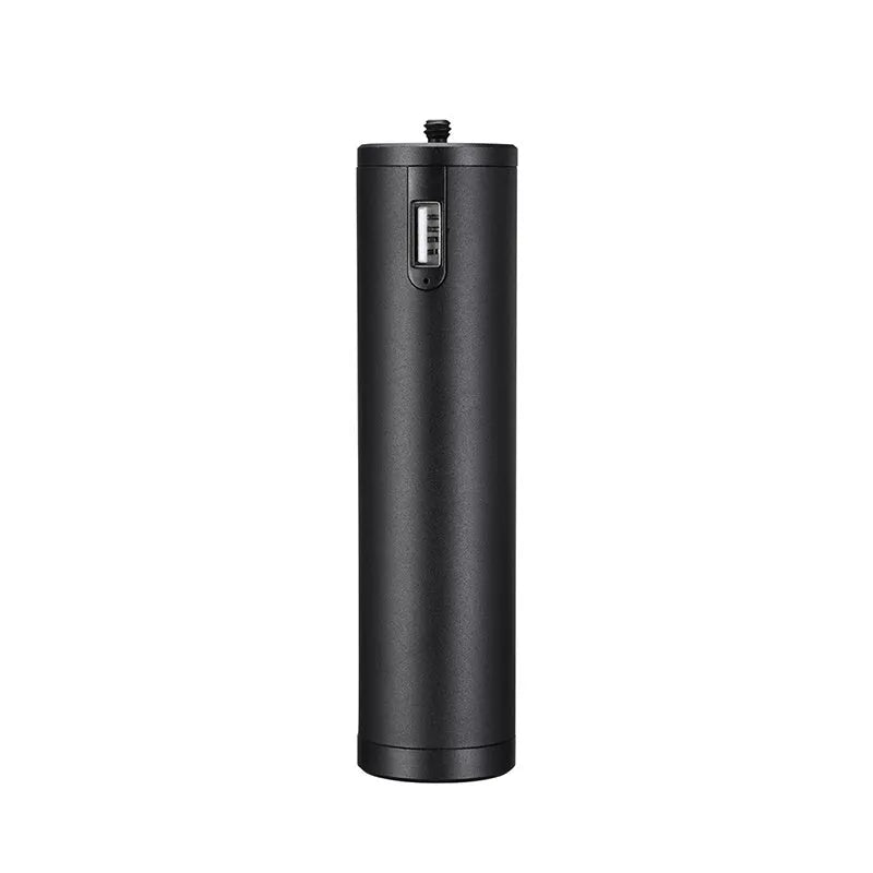 Black aluminium alloy portable power bank showing its slim 12.5cm length.