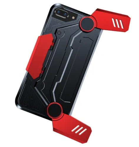 Gamepad controller integrated into a protective iPhone case for iPhone 7 and 8 models.