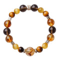 Natural tiger-eye crystal bracelet with geometric yellow beads in 10mm size
