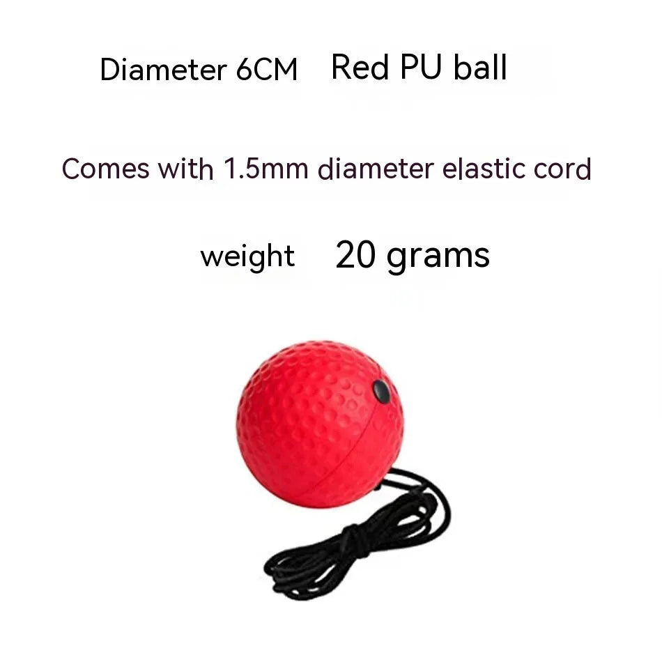 Head-mounted boxing reaction training ball set with PU balls, rubber ball and two headbands on a neutral background.