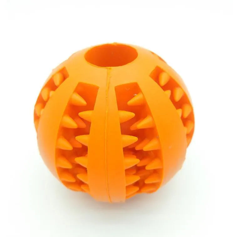 Natural silica gel slow feeder dog toy ball in blue for tooth cleaning and treat dispensing