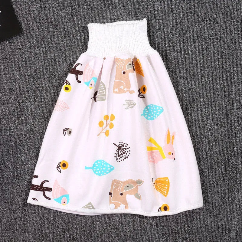 Pure cotton baby diaper skirt in dinosaur print, small size 0-4 years, with button fastening