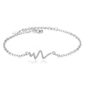 Silver alloy medical heartbeat bracelet, unisex wristband with heartbeat symbol for daily health reminder wear.