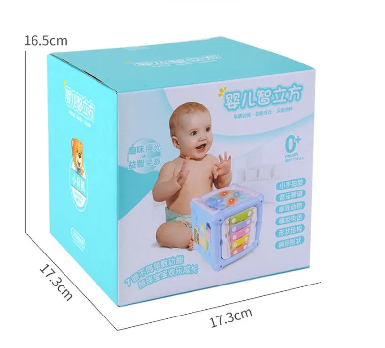 Building blocks cube drum baby early education toy with music and sound 15.5cm plastic toddlers