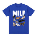 Casual cat lover graphic t-shirt with geometric print in Japanese Korean style, shown in multiple colours.