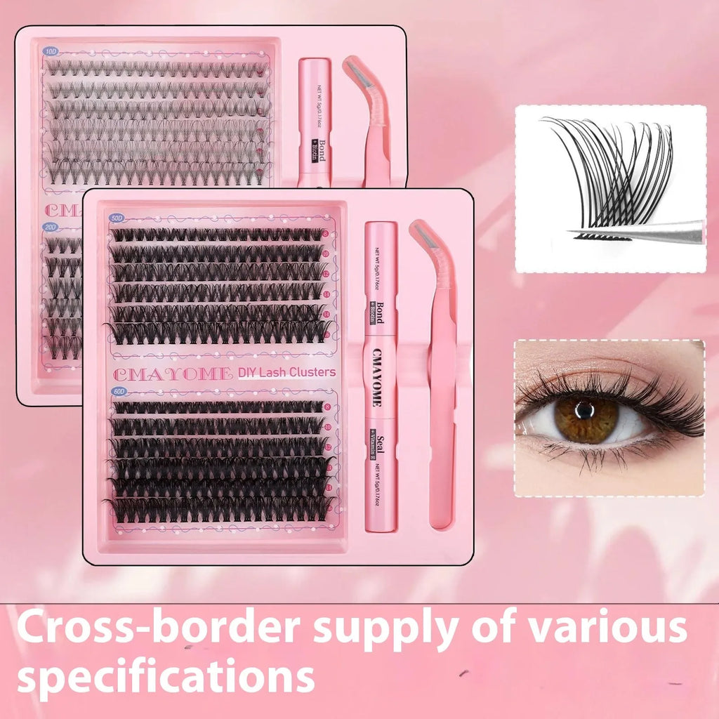 DIY single cluster false eyelashes with artificial fibre construction measuring 15.5cm length