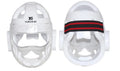 Blue, red, or white karate protective helmet for boxing head guard safety equipment.