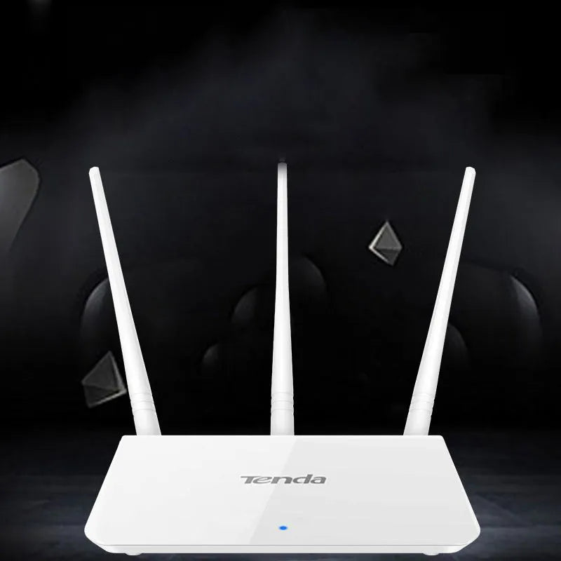 White wireless router with dual-band 2.4GHz and 5GHz support for broadband connections.