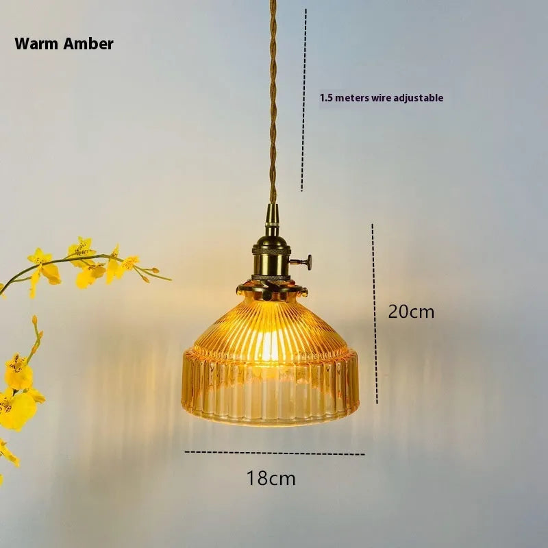 Nordic retro brass and glass chandelier with adjustable suspension and coloured glass shade