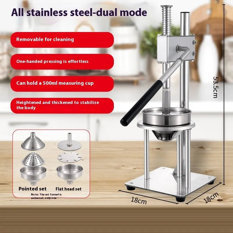 Commercial manual orange juicer with stainless steel and nylon construction options for bar and restaurant use