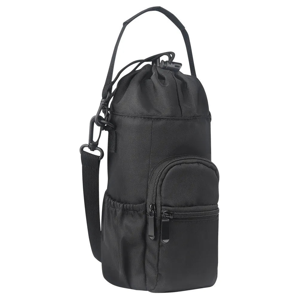 Cloth canvas water bottle pouch crossbody bag in black, green, or pink colours