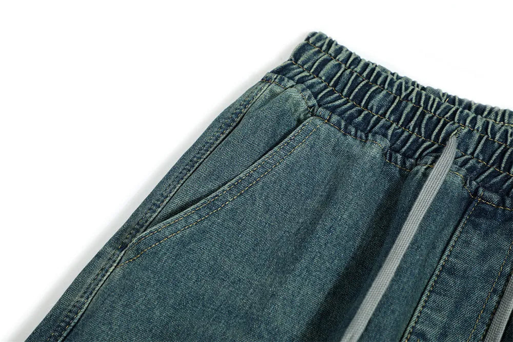 Men's cotton denim fashion work trousers in blue or gray, available in sizes M L XL