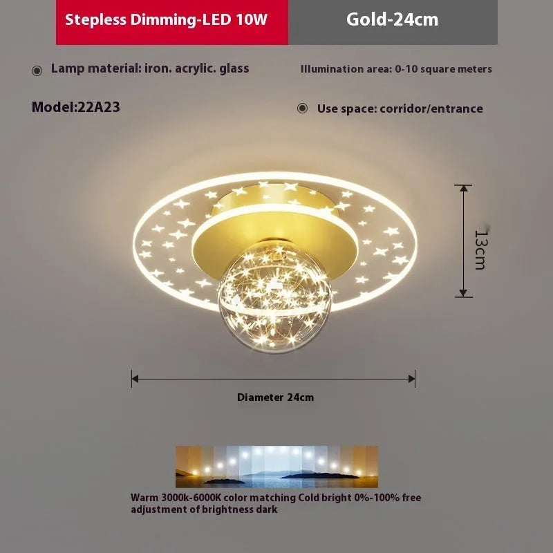 Modern simplicity style corridor ceiling lamp in gold, black or white finish with LED lighting
