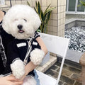 Korean style puppy clothes pearl collar sweater for small dogs in black or white with princess design