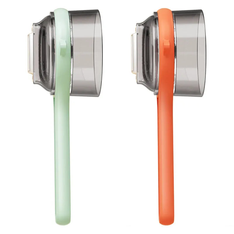 Kitchen storage peeler with integrated bucket in light green or orange colour