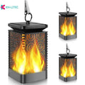 Black solar-powered hanging flame torch light for outdoor garden and patio decoration
