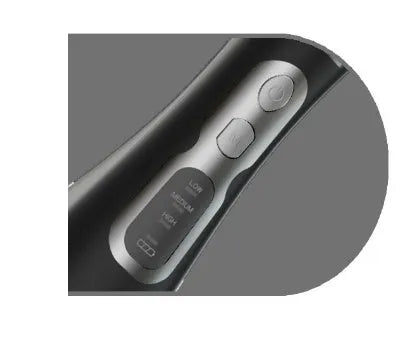 Portable oral irrigator in black, pink, or white with USB cable and two nozzles.