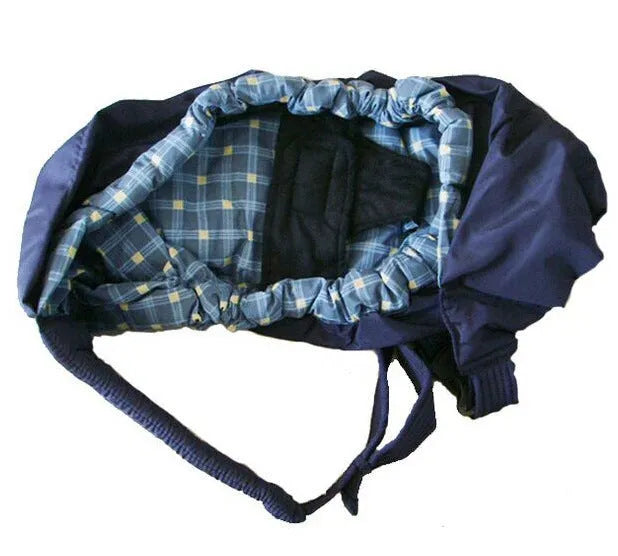 One-shoulder newborn baby carrier with feeding bag, T/C cotton lining, cross-arm sling, 20kg max load, blue plaid colour
