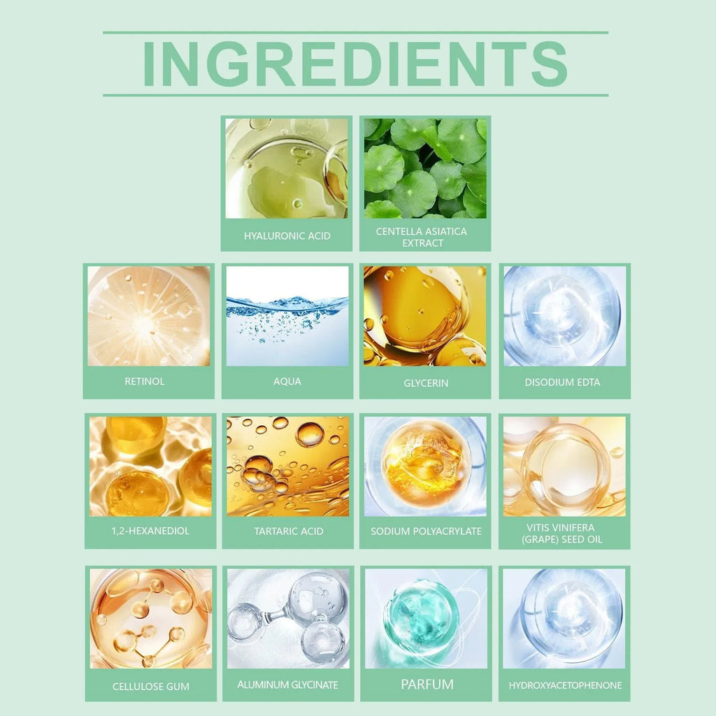 Retinol hydrating facial sheet mask with hyaluronic acid and Centella asiatica extract