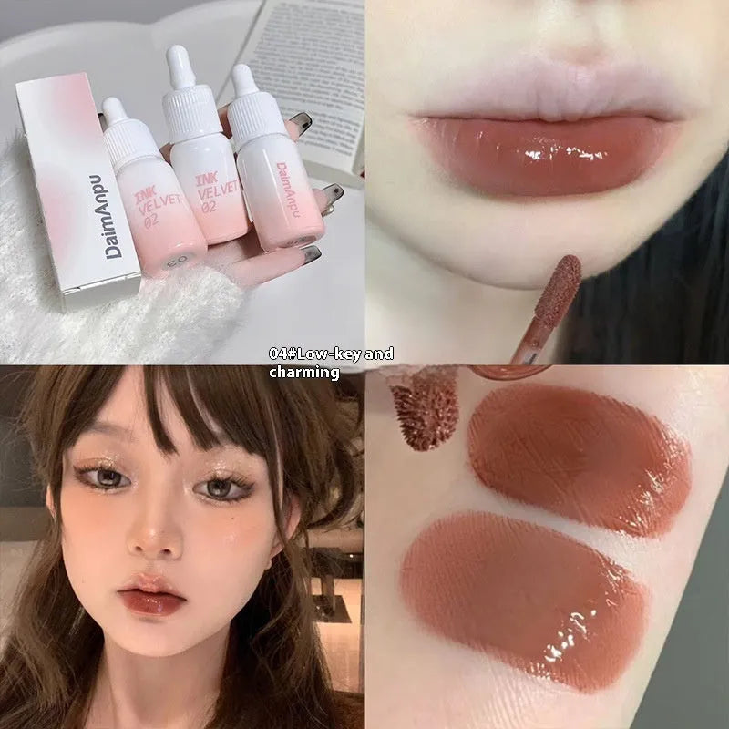 Mirror Lip Lacquer lipstick in milk huhoo series, 3.5g net content, shown in colour options.