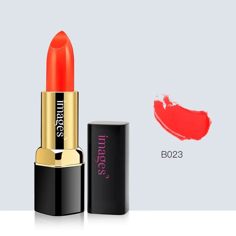 Moisturising lip gloss lipstick bullet in ten colours including red, pink, orange and purple.