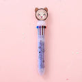 Cute cat design ten-colour 0.5mm push-type mechanical pencil, 15cm length.