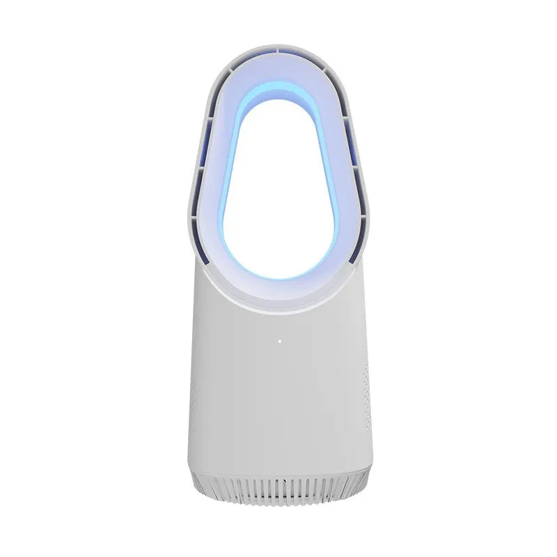 SK bladeless tower fan in white with remote control for home office cooling