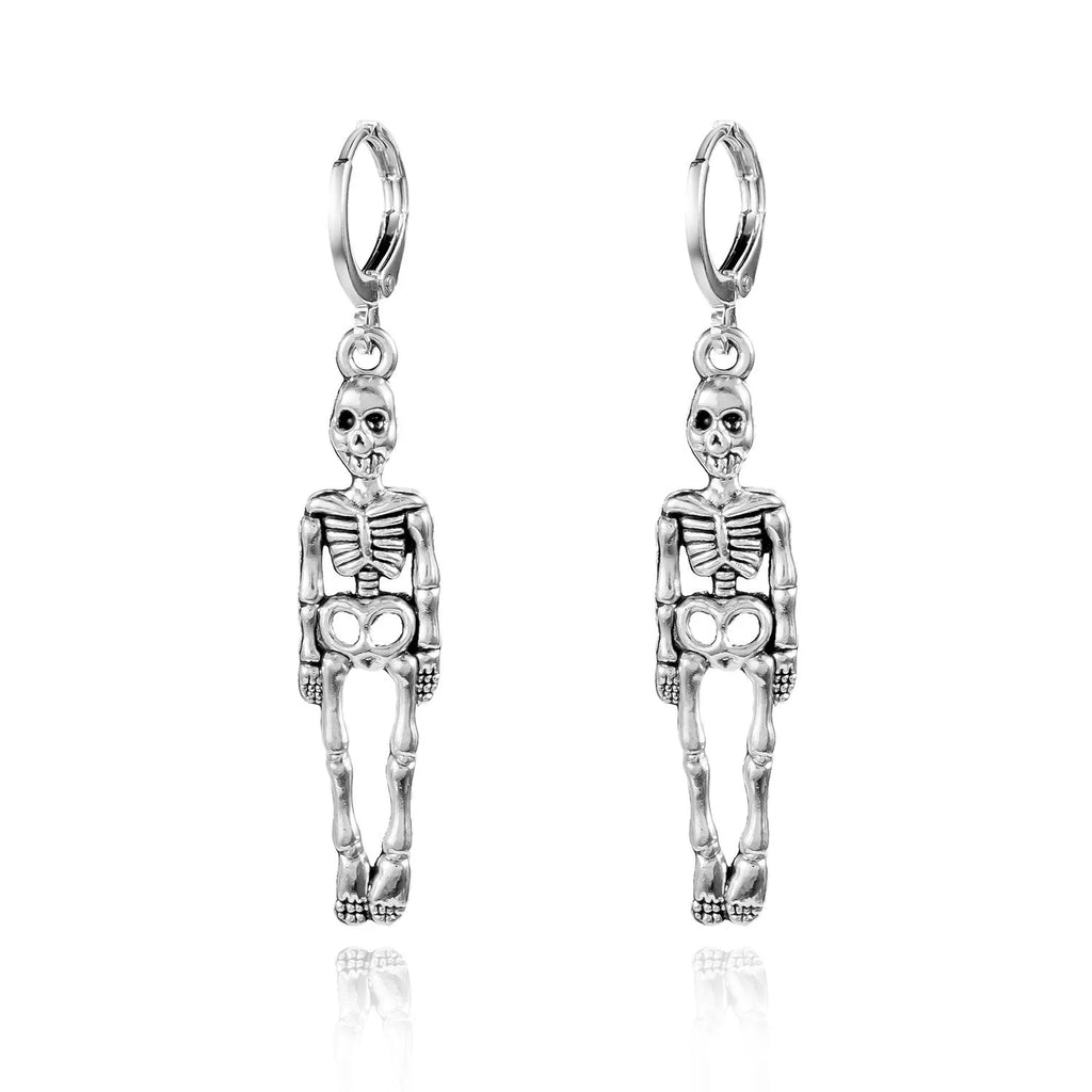 Creative long skull fringe earrings for women in gothic style with pumpkin skull pendant on alloy chain