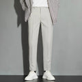 Men's straight-leg suit trousers in chemical fibre blend available in multiple colours and sizes