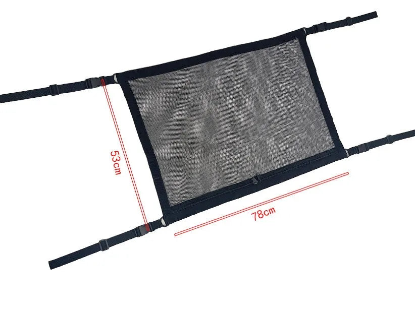 Black multifunctional hanging car storage bag double-layer mesh on car top interior with drawstring option