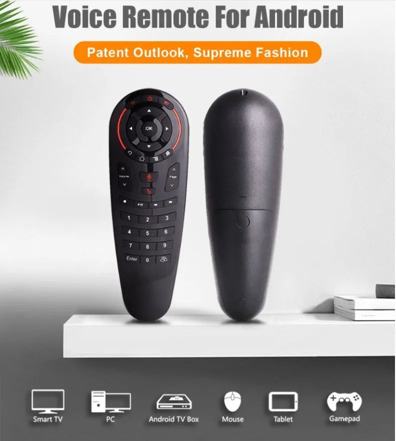 G30 wireless keyboard remote control with QWERTY keys and integrated air mouse function on a black background.