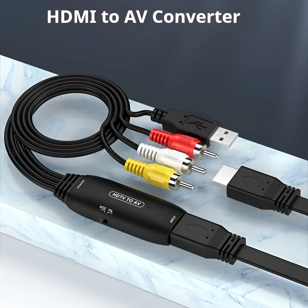 HDMI to AV converter cable with 110cm length for 1080p video transfer between devices
