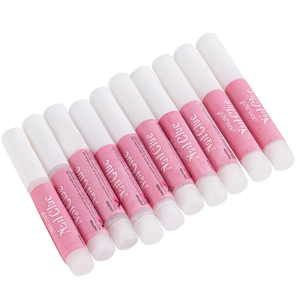 Nail art glue 2g bottle in pack of 10 pieces for long-term wear nails