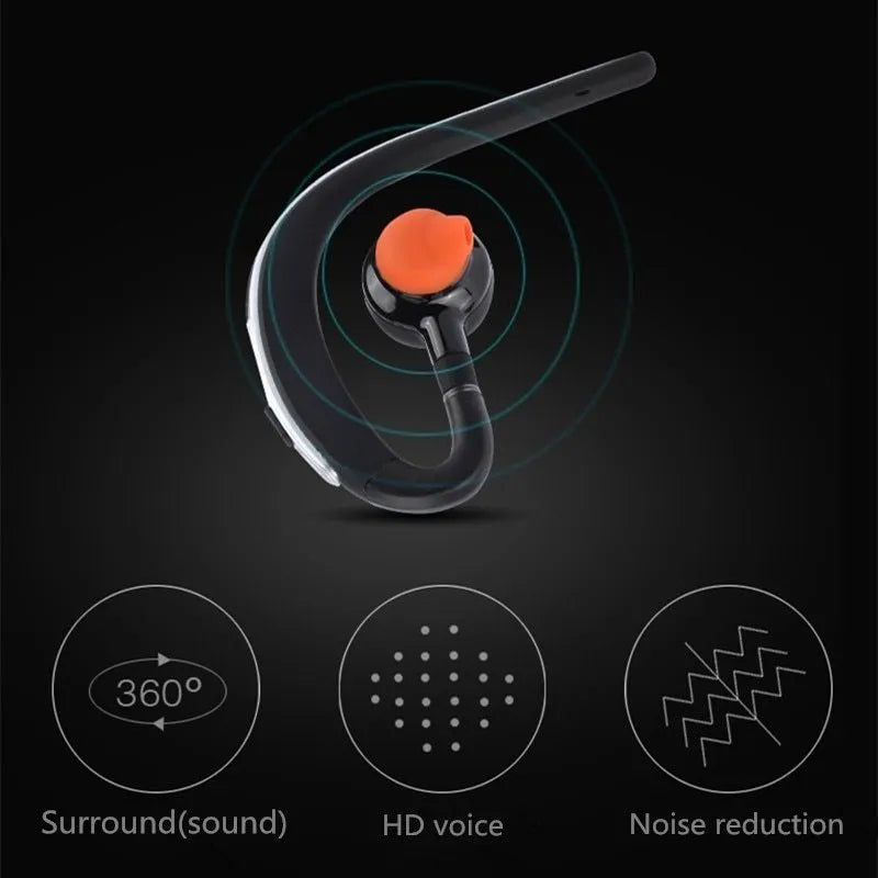 Handsfree Bluetooth headset with mic, adjustable earhook, CVC 6.0 noise cancelling, Gold or Silver