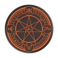 Magic Array 10W wireless charger, 99mm diameter and 8mm thick circular pad, in Blue or Orange.