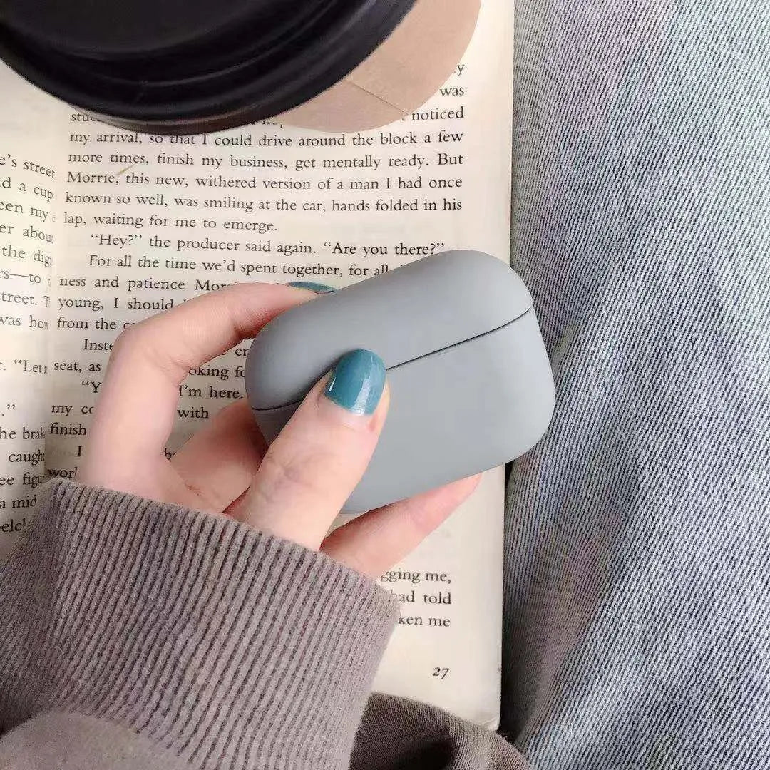 Plastic protective case for AirPods Pro earbuds shown in a selection of colours.