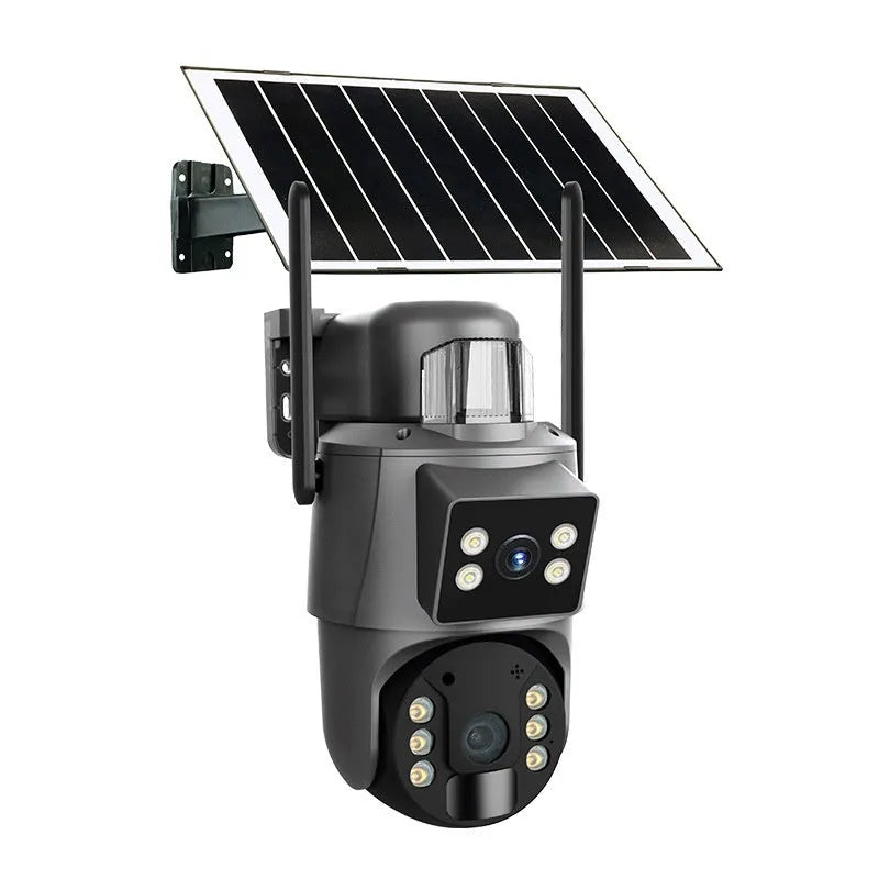 360 night vision solar security camera with 6MP HD full colour lens wall mounted outdoor