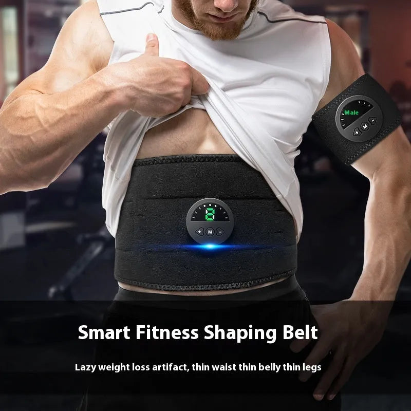 Adjustable fitness belt with digital display screen for waist and abdomen workouts